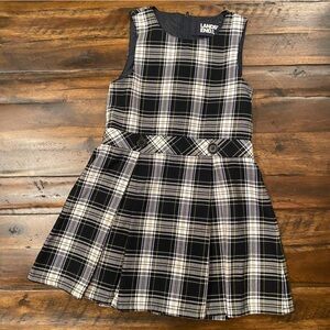 Lands End White Plaid Jumper